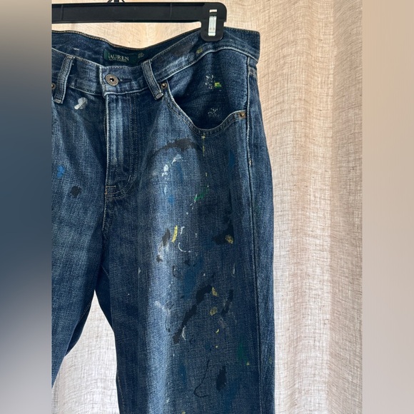 LAUREN by Ralph Lauren Straight Leg Denim with Paint Splatter, size 6 - Picture 4 of 4